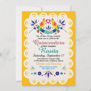 Traditionell Fiesta Spansk Gräns Quinceanera Inbjudningar