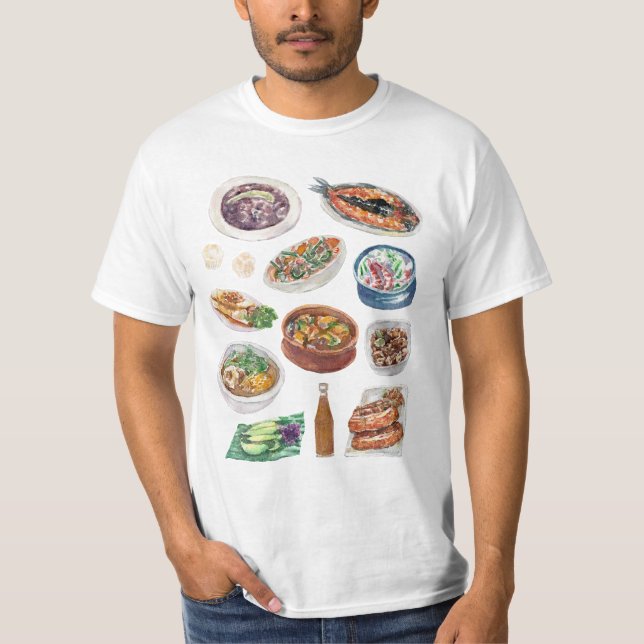 Traditionell filippinsk mat i vattenfärgen Pinoy Tee (Framsida)