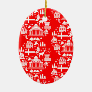 Traditionell finsk juldepå julgransprydnad keramik