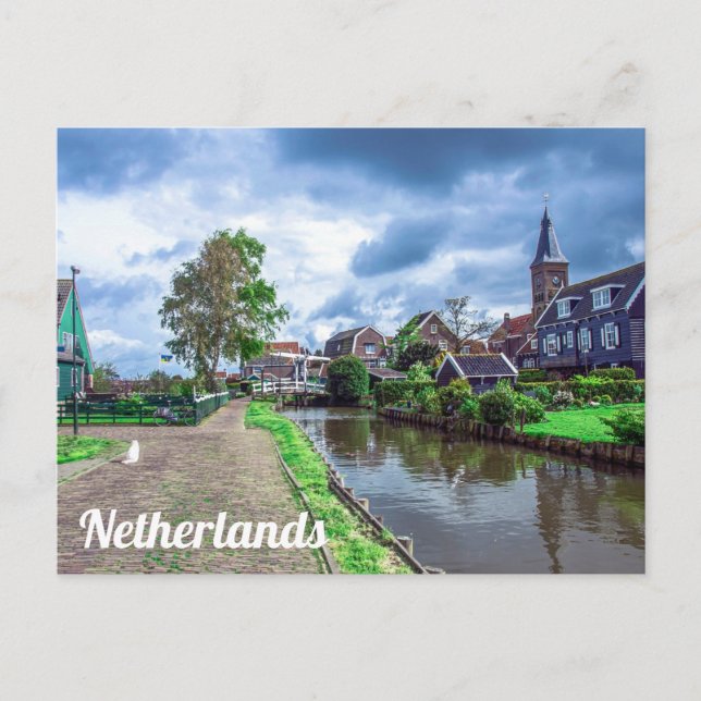 Traditionell fiskeby Marken, Nederländerna Ca Vykort (Framsida)