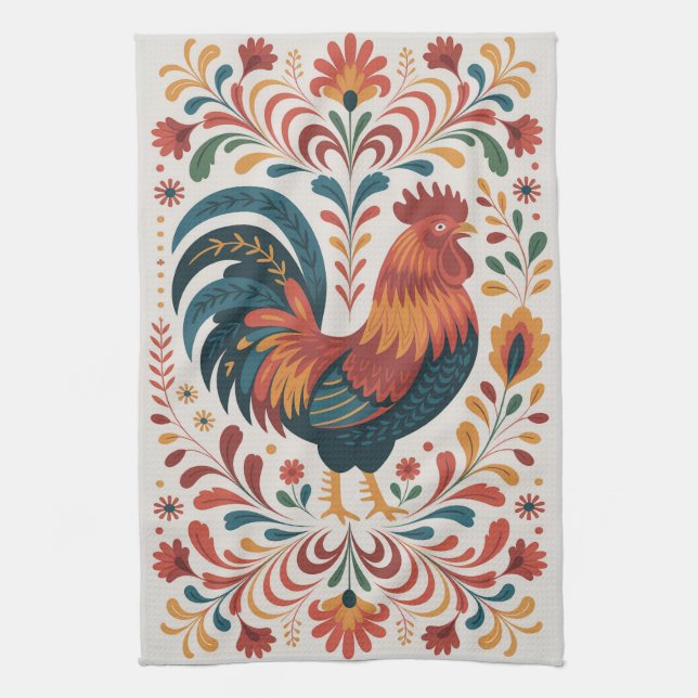 Traditionell Folk Art Tupp Illustration Kökshandduk (Vertikal)