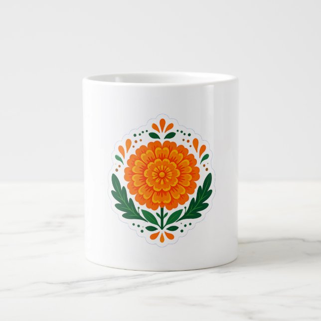 ​Traditionell folkkonst Marigold-kaffekopp | Hispa Jumbo Mugg (Framsidan)