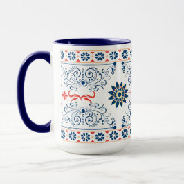 Traditionell folklig blomster mönster mugg