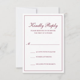 Traditionell formell Elegant Burgundy Bröllop OSA Kort