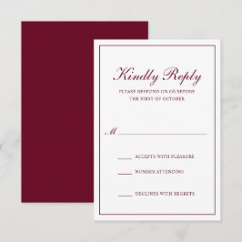 Traditionell formell Elegant Burgundy Bröllop OSA Kort