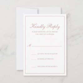 Traditionell formell Elegant Dusty Ro Rosa Bröllop OSA Kort