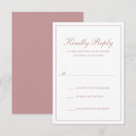 Traditionell formell Elegant Dusty Ro Rosa Bröllop OSA Kort