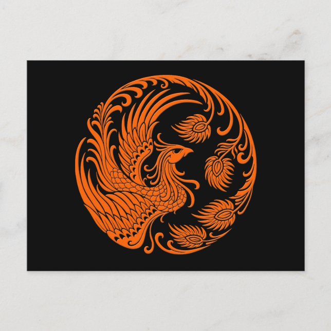 Traditionell fotenix-cirkel för Orange Vykort (Framsida)