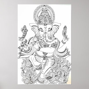Traditionell Ganesha-linjekonst Poster