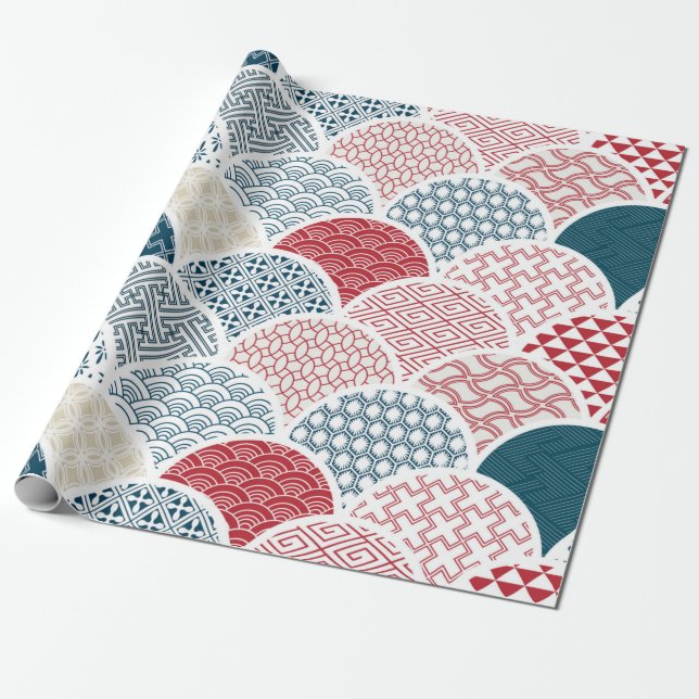 traditionell geometrisk kimono mönster vintage sko presentpapper (Utrullad)