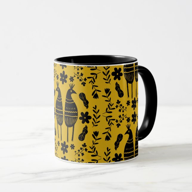 Traditionell germansk folkkonst fågel mugg (Framsida höger)