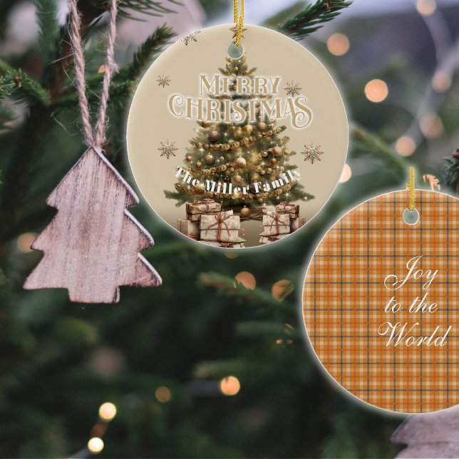 Traditionell God jul Antique Guld Anpassningsbar Julgransprydnad Keramik (Skapare uppladdad)