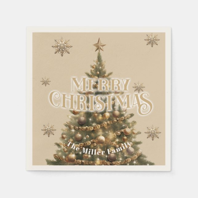 Traditionell God jul Antique Guld Anpassningsbar Pappersservett (Framsidan)