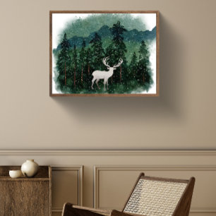 Traditionell God Jul Renar i Skogen Poster