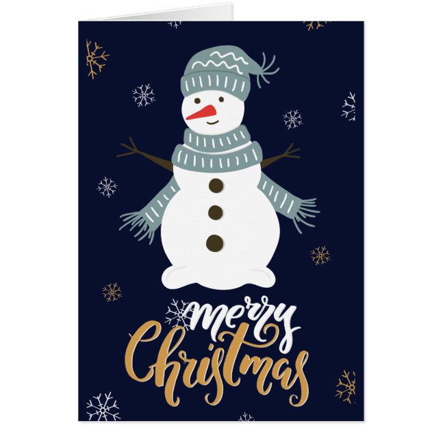 Traditionell "God jul" Snögubbe-jul Hälsningskort (Framsidan)