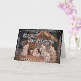 Traditionell God Jul trä julkrubba Kort