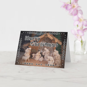 Traditionell God Jul trä julkrubba Kort