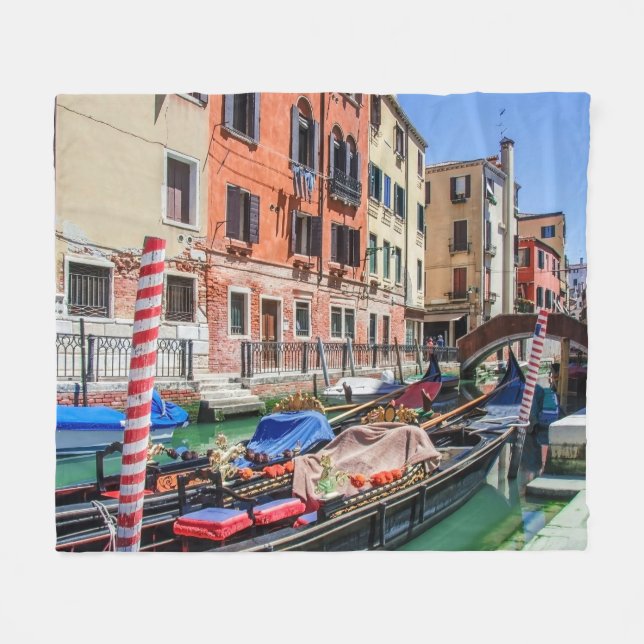 Traditionell gondola i Venedig Fleecefilt (Framsidan (Horisontell))