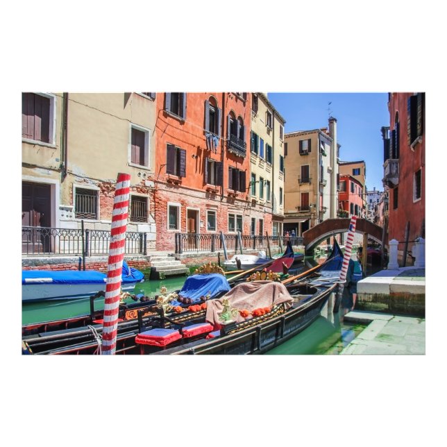 Traditionell gondola i Venedig Fototryck (Framsidan)