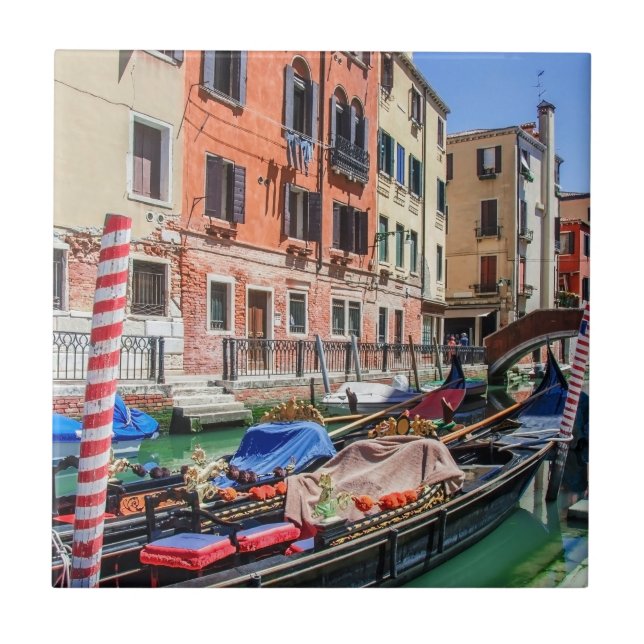 Traditionell gondola i Venedig Kakelplatta (Framsidan)