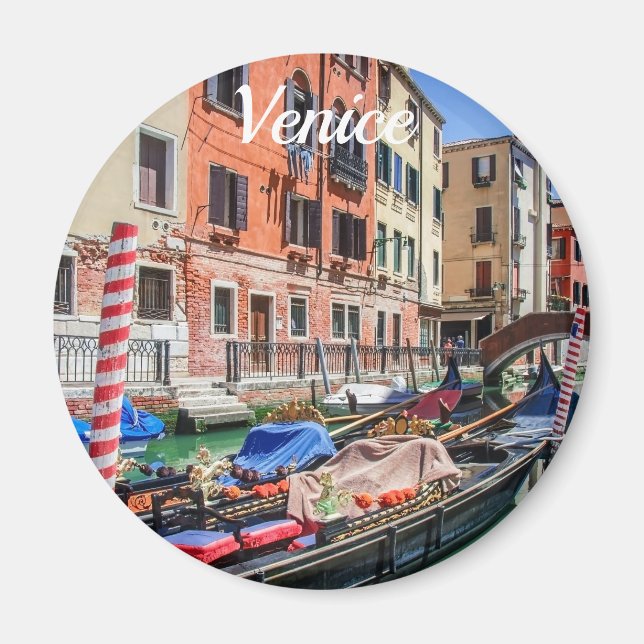 Traditionell gondola i Venedig Magnet (Framsidan)
