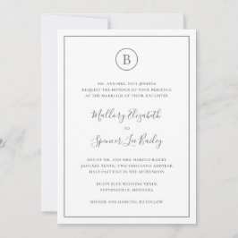 Traditionell grå elegant allt-i-ett bröllop inbjudningar