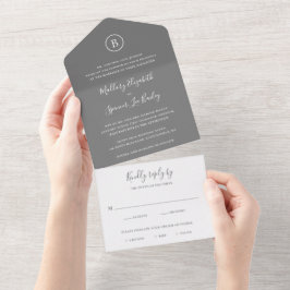 Traditionell grå elegant bröllopsinbjudan
