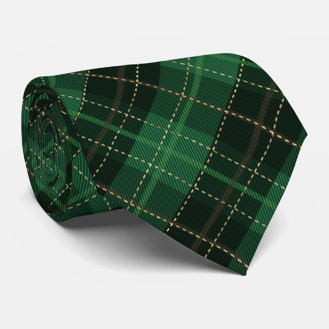 Traditionell grön diagonal julrutig mönster slips (Rullad)