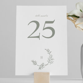 Traditionell Grönt Blommigt för utandning Monogram Bordsnummer