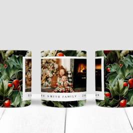 Traditionell Grönt Holly Helgdag Photo Kaffemugg