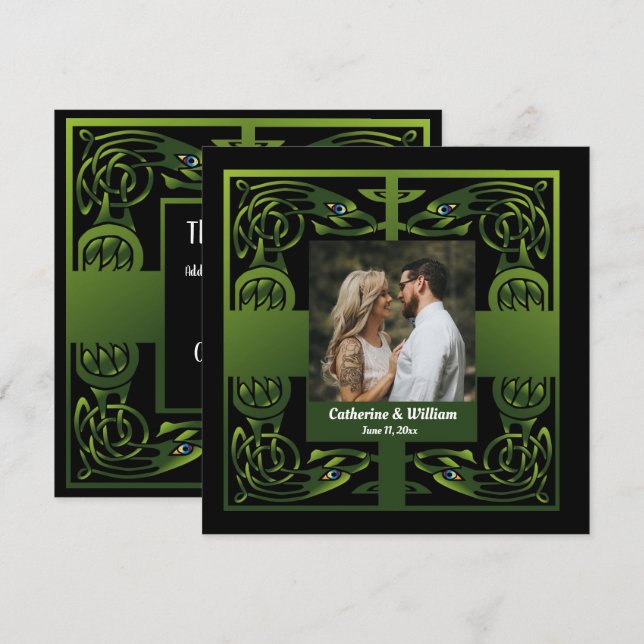Traditionell Grönt Irish Celtic Tack Kort (Fram/baksida)