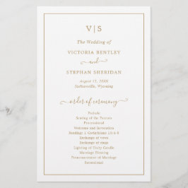 Traditionell gul monogram elegant bröllopsprogram