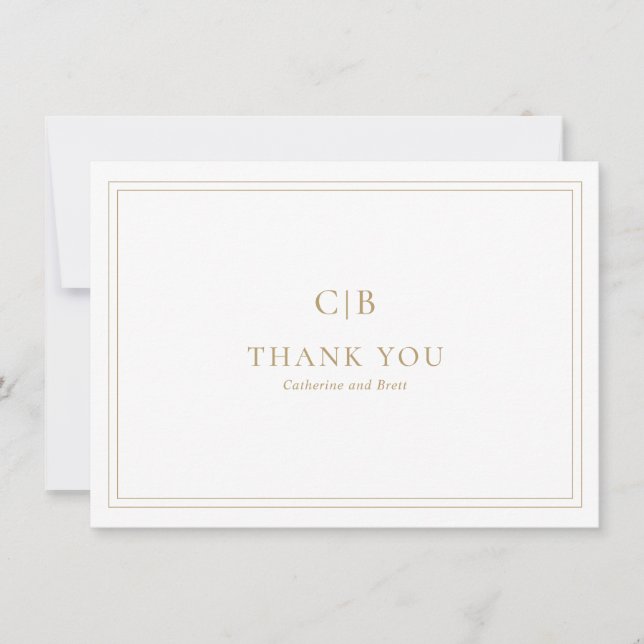 Traditionell Guld Elegant bröllop Tack Kort (Framsida)