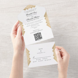 Traditionell Guld-pyramid Geometrisk QR-kod Bröllo