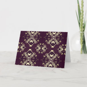 Traditionell guldBrocade för kungliga lilor Helgkort