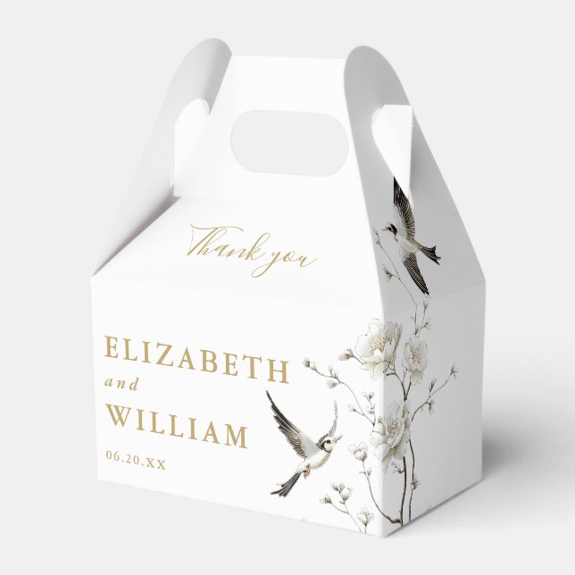 Traditionell guldchinoiserie bröllop tackar du presentaskar (Framsidan Sidan)