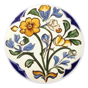 Traditionell Gult Blå Blommigt, blomma Knopp