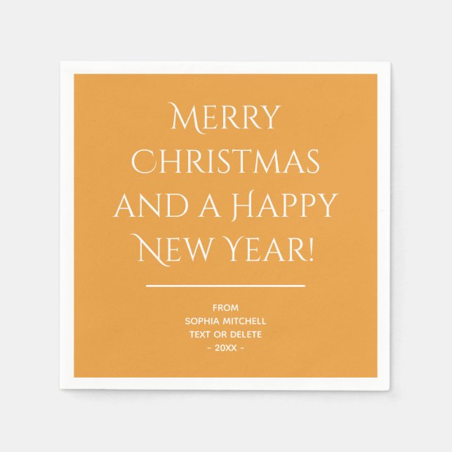 Traditionell gyllene Orange God jul Napkins Pappersservett (Framsidan)