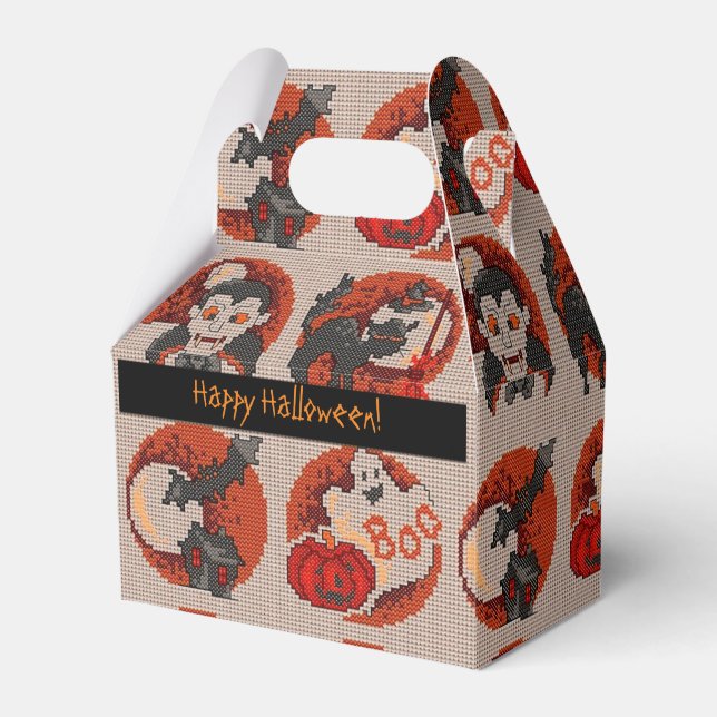 Traditionell Halloween Faux Kor-Stitch-favoritruta Presentaskar (Framsidan Sidan)