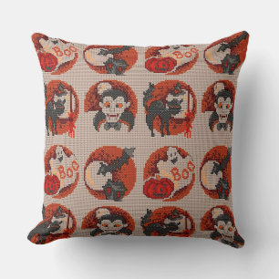 Traditionell Halloween Faux Kor-Stitch Pillow Kudde