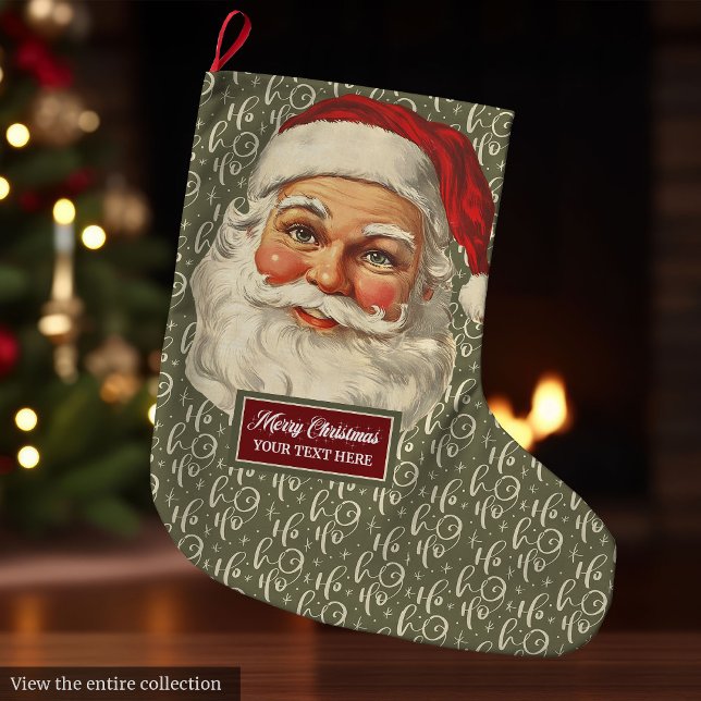 Traditionell Helgdag för lagring av Jultomten i Vi Stor Julstrumpa (Traditional Vintage Santa Claus Stocking Holiday Gift)