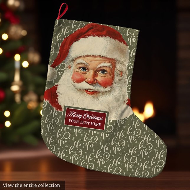 Traditionell Helgdag för lagring av Jultomten i Vi Stor Julstrumpa (Traditional Vintage Santa Claus Stocking Holiday Gift)