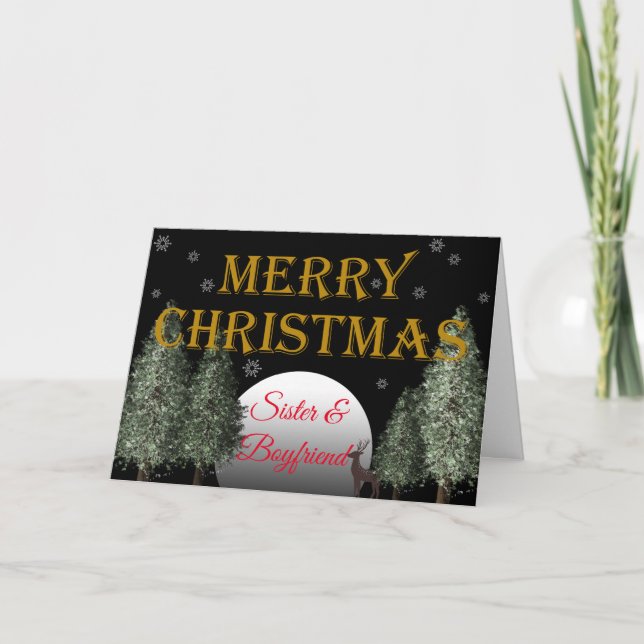 Traditionell Hjort av julsysterBoykompis Moonlit Helgkort (Framsida)