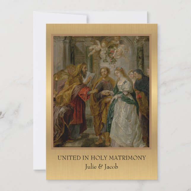 Traditionell inbjudan till bröllop om katolska Rel (Framsida)