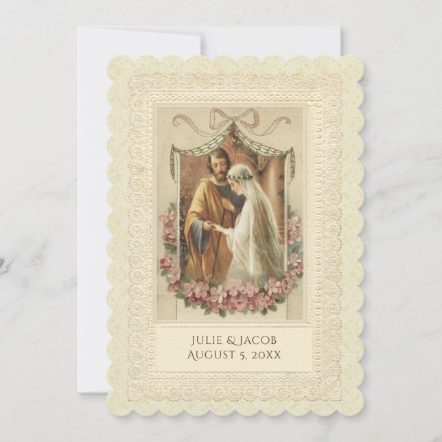 Traditionell inbjudan till katolska Vintage bröllo (Framsida)