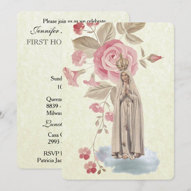 Traditionell inbjudan till kommunal katolsk Vintag (Fram/baksida)