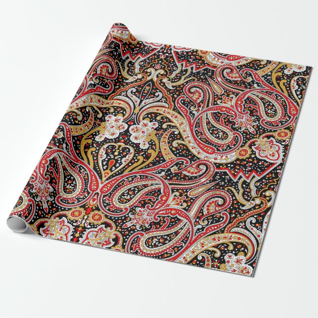 traditionell indian paisley mönster presentpapper (Utrullad)