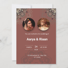 Traditionell indisk bröllopsinbjudan i rött inbjudningar