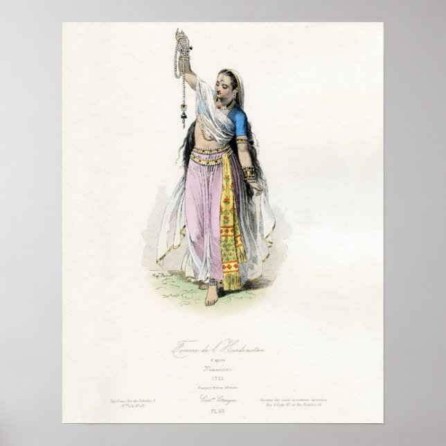 Traditionell indisk kvinnlig dräkt poster (Framsidan)