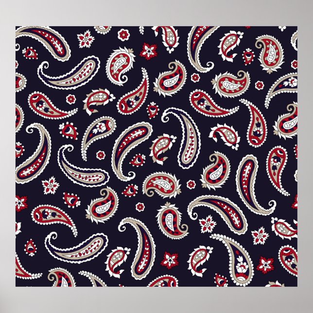 Traditionell indisk paisley, marinen mönster. poster (Framsidan)